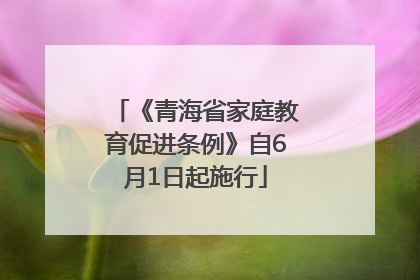 《青海省家庭教育促进条例》自6月1日起施行