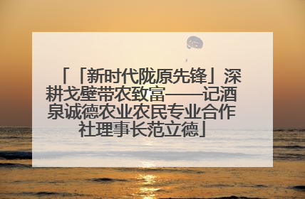「新时代陇原先锋」深耕戈壁带农致富——记酒泉诚德农业农民专业合作社理事长范立德