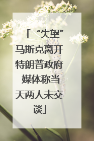 “失望”马斯克离开特朗普政府 媒体称当天两人未交谈
