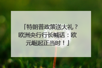 特朗普政策送大礼？欧洲央行行长喊话：欧元崛起正当时！