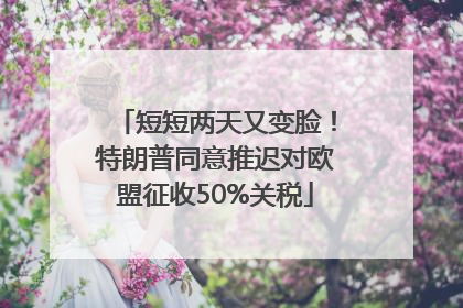 短短两天又变脸！特朗普同意推迟对欧盟征收50%关税