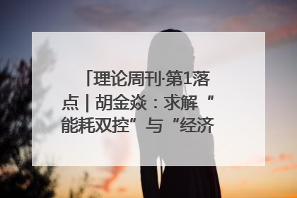 理论周刊·第1落点｜胡金焱：求解“能耗双控”与“经济增长”矛盾