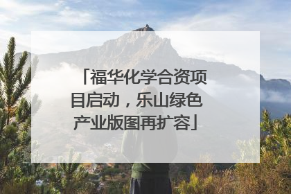 福华化学合资项目启动，乐山绿色产业版图再扩容