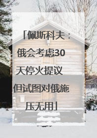 佩斯科夫：俄会考虑30天停火提议 但试图对俄施压无用
