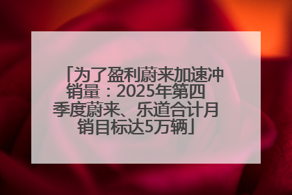 为了盈利蔚来加速冲销量：2025年第四季度蔚来、乐道合计月销目标达5万辆