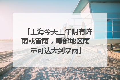 上海今天上午阴有阵雨或雷雨，局部地区雨量可达大到暴雨