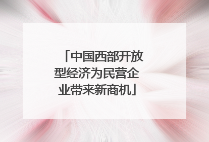 中国西部开放型经济为民营企业带来新商机
