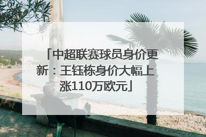 中超联赛球员身价更新：王钰栋身价大幅上涨110万欧元