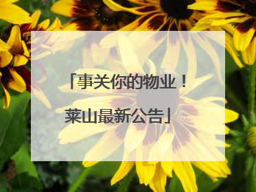事关你的物业！莱山最新公告