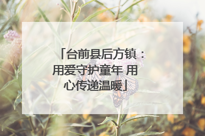 台前县后方镇：用爱守护童年 用心传递温暖