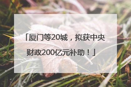 厦门等20城，拟获中央财政200亿元补助！