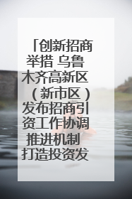 创新招商举措 乌鲁木齐高新区（新市区）发布招商引资工作协调推进机制 打造投资发展新高地