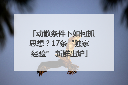 动散条件下如何抓思想？17条“独家经验” 新鲜出炉