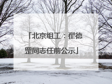 北京组工：翟德罡同志任前公示