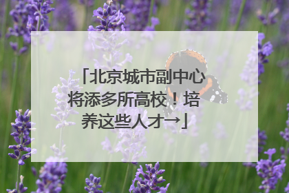 北京城市副中心将添多所高校！培养这些人才→