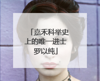 嘉禾科举史上的唯一进士罗以纯