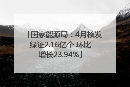 国家能源局：4月核发绿证2.16亿个 环比增长23.94%