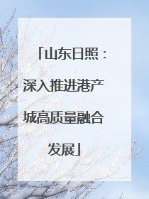 山东日照：深入推进港产城高质量融合发展