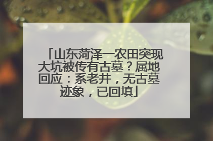 山东菏泽一农田突现大坑被传有古墓？属地回应：系老井，无古墓迹象，已回填
