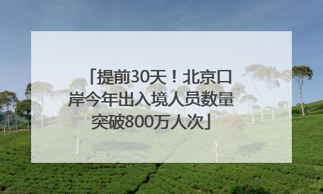 提前30天！北京口岸今年出入境人员数量突破800万人次