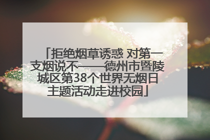 拒绝烟草诱惑 对第一支烟说不——德州市暨陵城区第38个世界无烟日主题活动走进校园