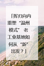 挥刃向内重塑“温州模式” 老工业基地如何从“新”出发？
