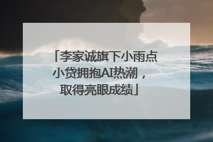 李家诚旗下小雨点小贷拥抱AI热潮，取得亮眼成绩