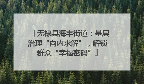 无棣县海丰街道：基层治理“向内求解”，解锁群众“幸福密码”