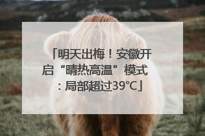 明天出梅！安徽开启“晴热高温”模式：局部超过39℃