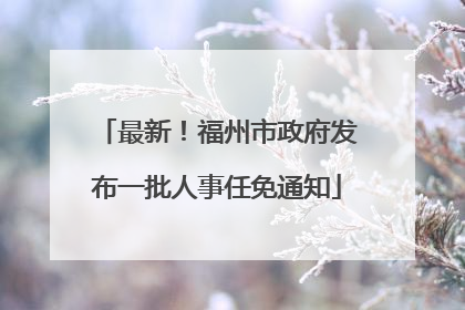 最新！福州市政府发布一批人事任免通知
