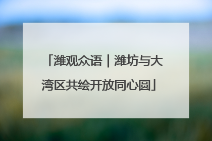 潍观众语｜潍坊与大湾区共绘开放同心圆