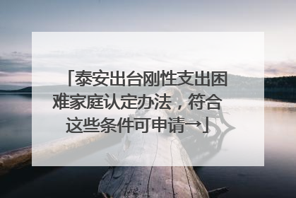 泰安出台刚性支出困难家庭认定办法，符合这些条件可申请→