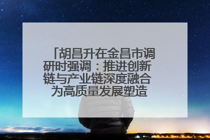 胡昌升在金昌市调研时强调：推进创新链与产业链深度融合 为高质量发展塑造新动能新优势