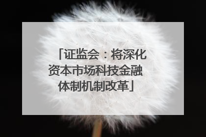证监会：将深化资本市场科技金融体制机制改革