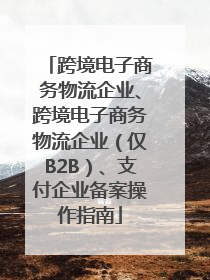 跨境电子商务物流企业、跨境电子商务物流企业（仅B2B）、支付企业备案操作指南