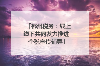 郴州税务：线上线下共同发力推进个税宣传辅导