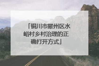 铜川市耀州区水峪村乡村治理的正确打开方式