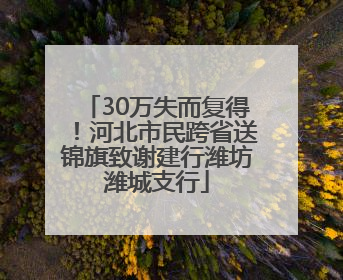 30万失而复得！河北市民跨省送锦旗致谢建行潍坊潍城支行