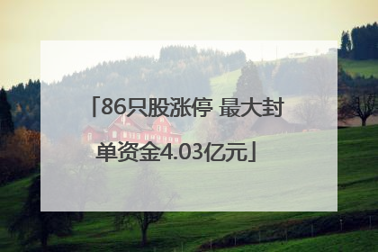 86只股涨停 最大封单资金4.03亿元